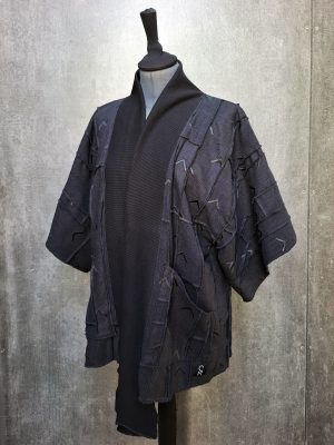 Dark Blue Textured Kimono